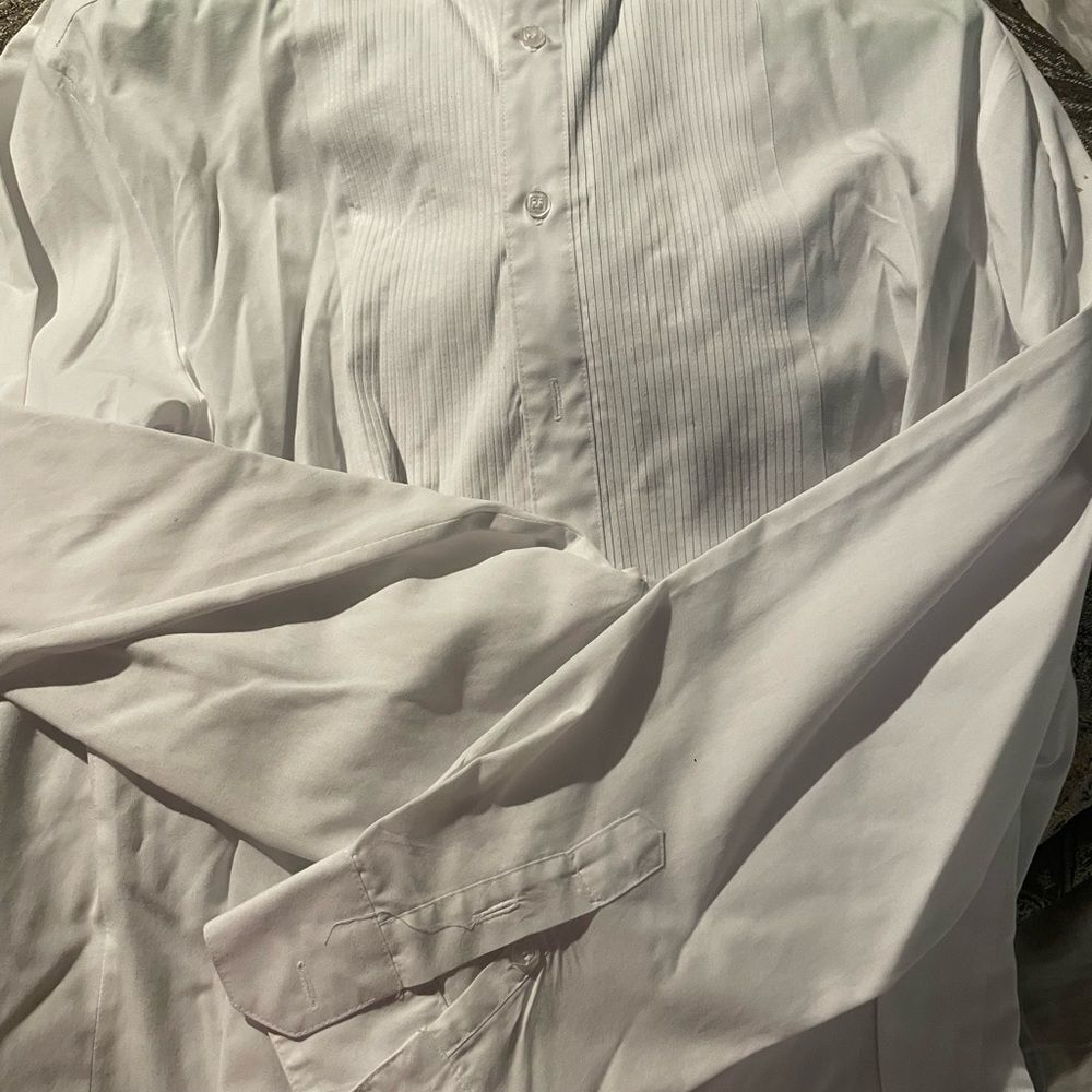 Marquis Collarless Classic White Men's Dress Shirt  171/2 34-35 tuxedo  shirt